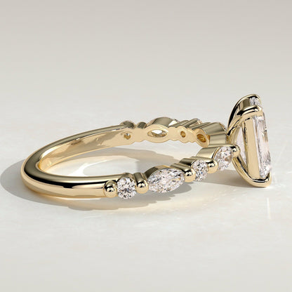 Emerald Pave Lab Grown Diamond Engagement Ring