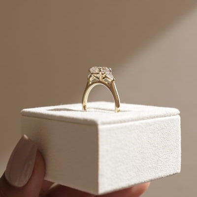Pear Three Stone Lab Grown Diamond Engagement Ring
