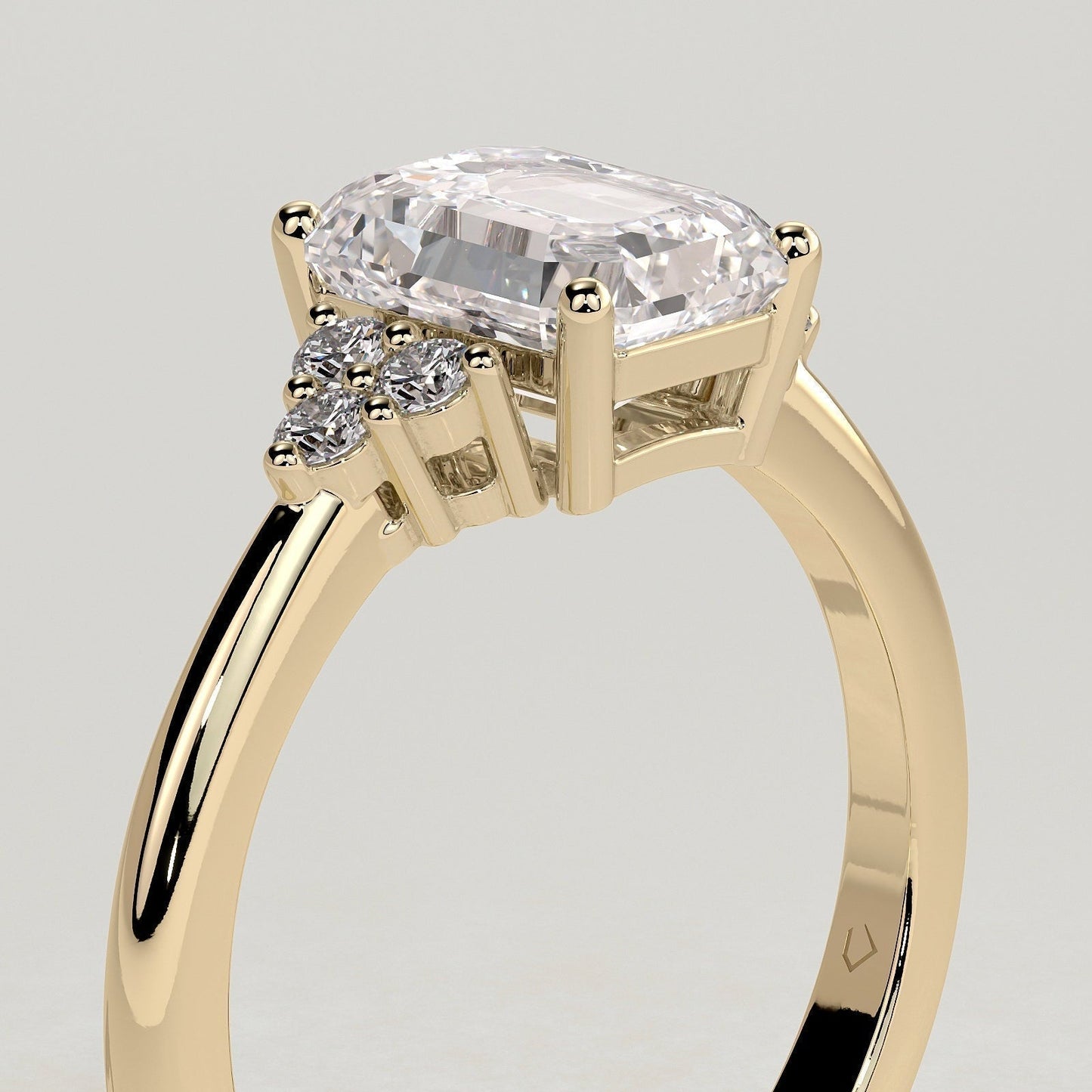 Emerald Cluster Lab Grown Diamond Engagement Ring