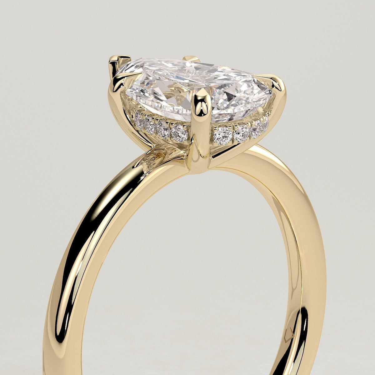 Pear Hidden Halo Lab Grown Diamond Engagement Ring