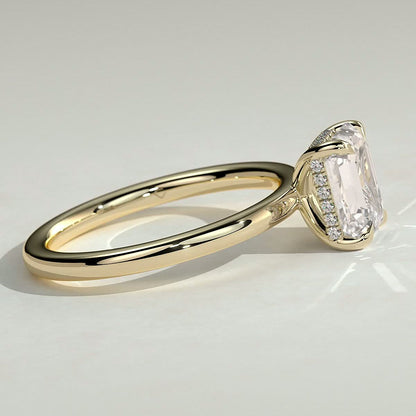 Emerald Hidden Halo Lab Grown Diamond Engagement Ring