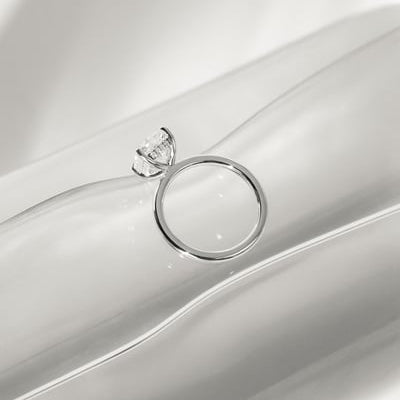 Elongated Cushion Hidden Halo Lab Grown Diamond Engagement Ring