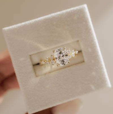 Elongated Cushion Cluster Lab Grown Diamond Engagement Ring