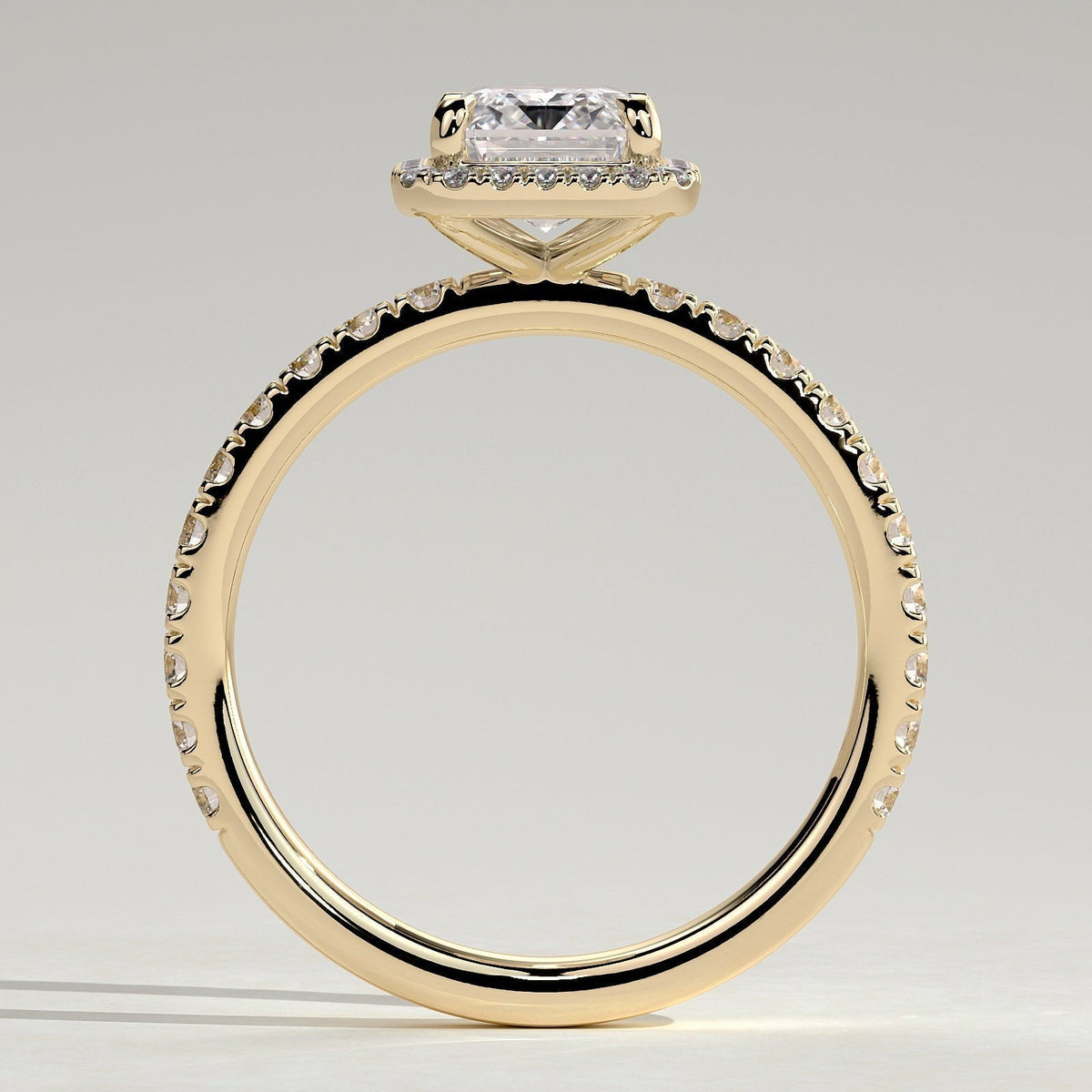 Emerald Halo & Pave Lab Grown Diamond Engagement Ring