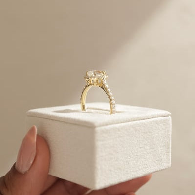 Pear Halo & Pave Lab Grown Diamond Engagement Ring