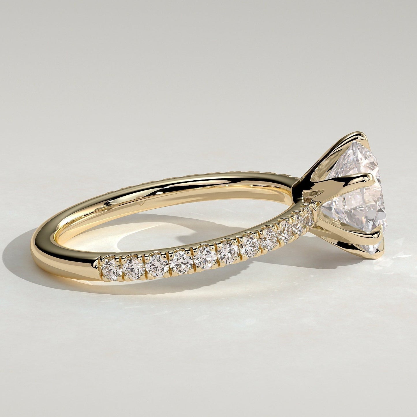 Round Pave Lab Grown Diamond Engagement Ring