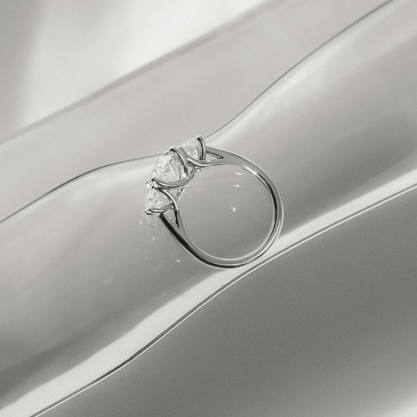 Oval Three Stone Lab Grown Diamond Engagement Ring