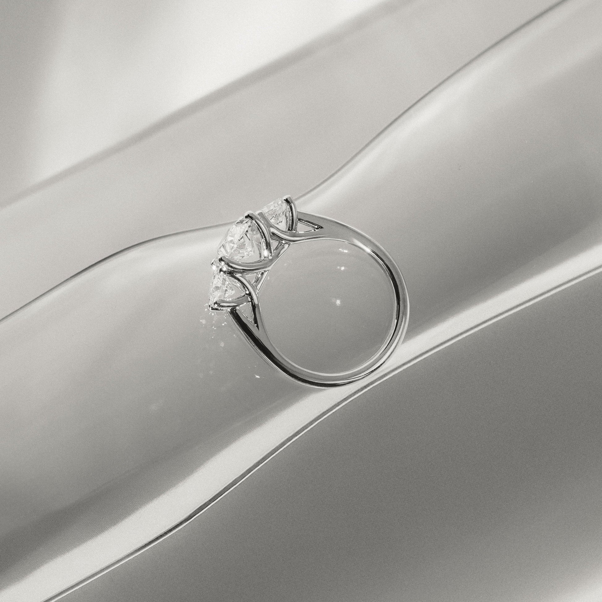 Oval Three Stone Lab Grown Diamond Engagement Ring