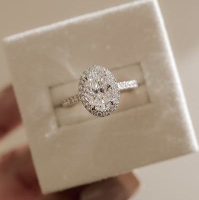 Oval Halo & Pave Lab Grown Diamond Engagement Ring
