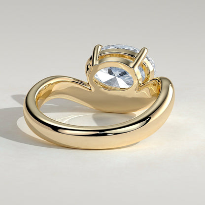 Oval Solitaire Wave Band Lab Grown Diamond Engagement Ring