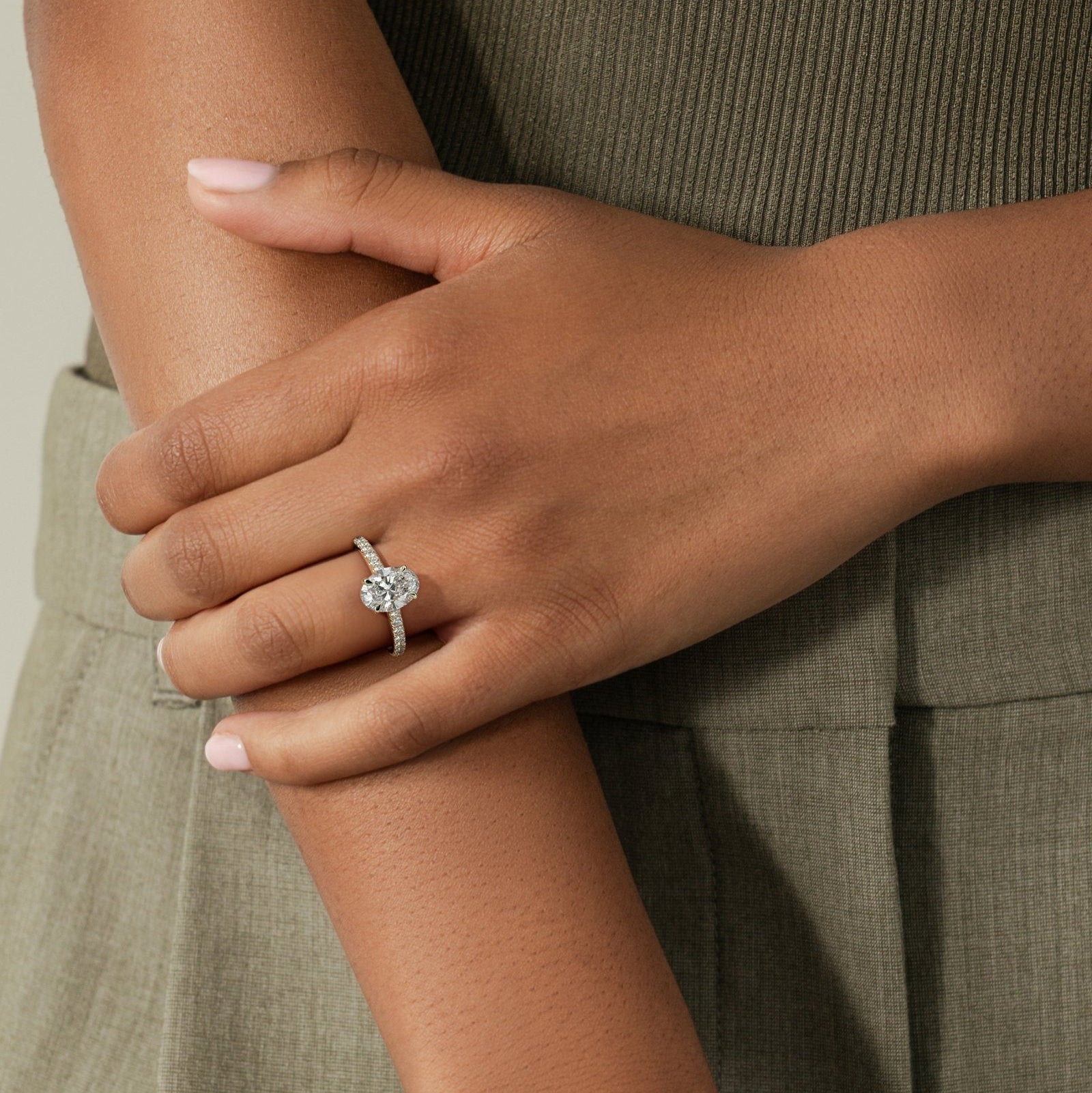 Oval Pave Lab Grown Diamond Engagement Ring
