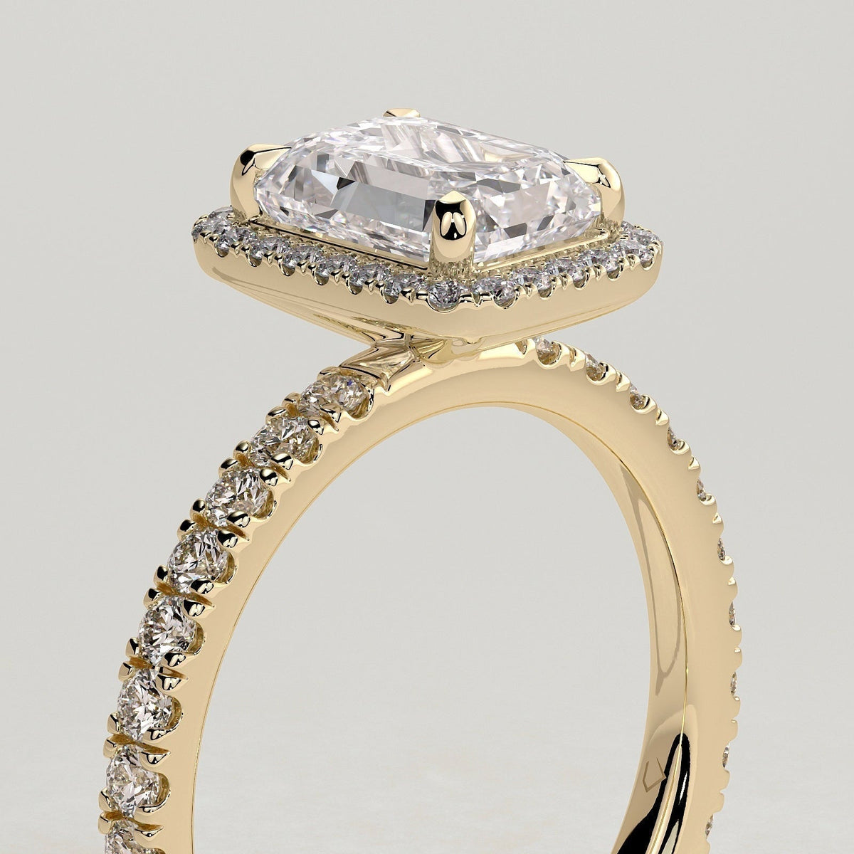 Emerald Halo & Pave Lab Grown Diamond Engagement Ring