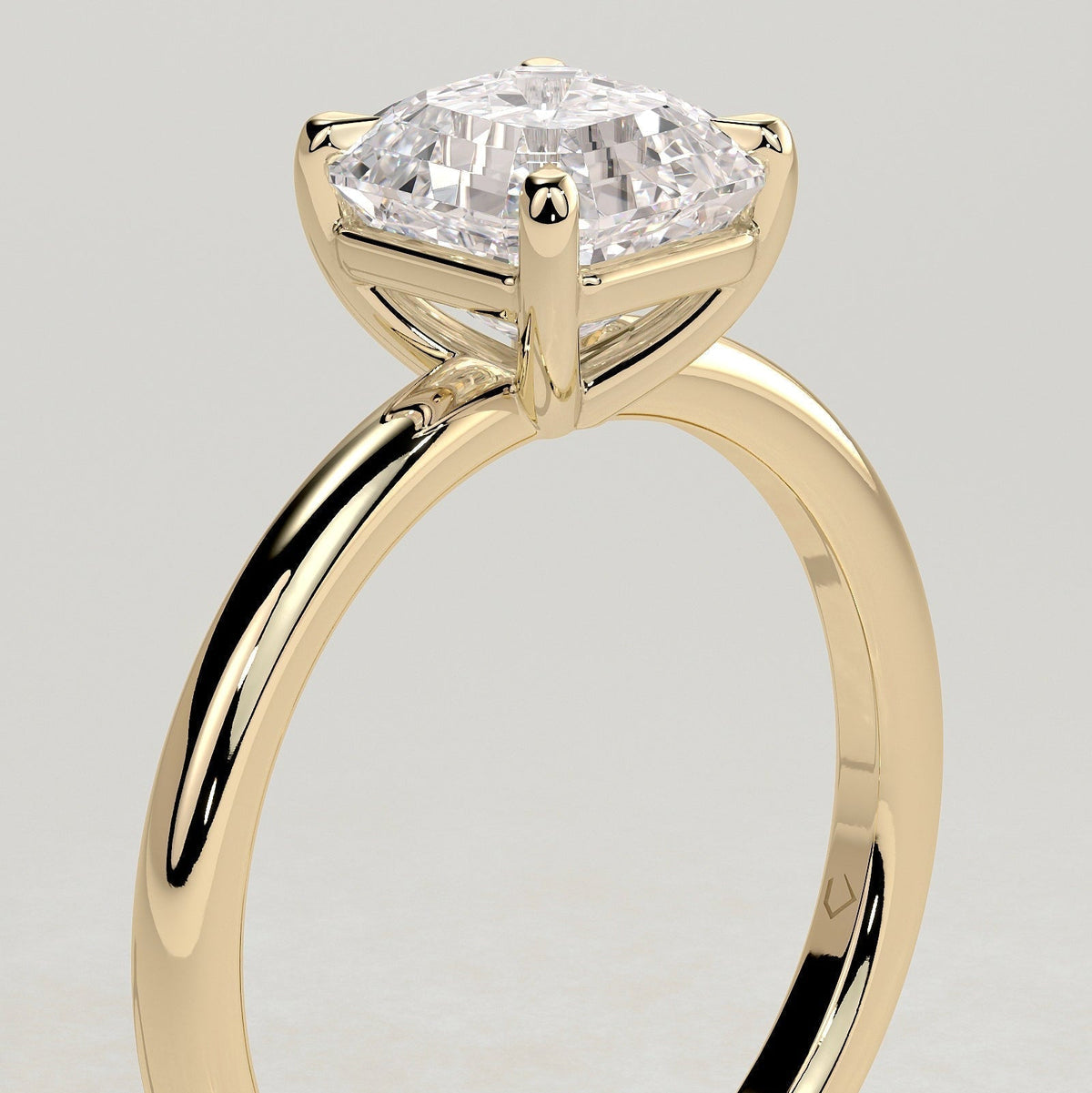 Asscher Solitaire Lab Grown Diamond Engagement Ring