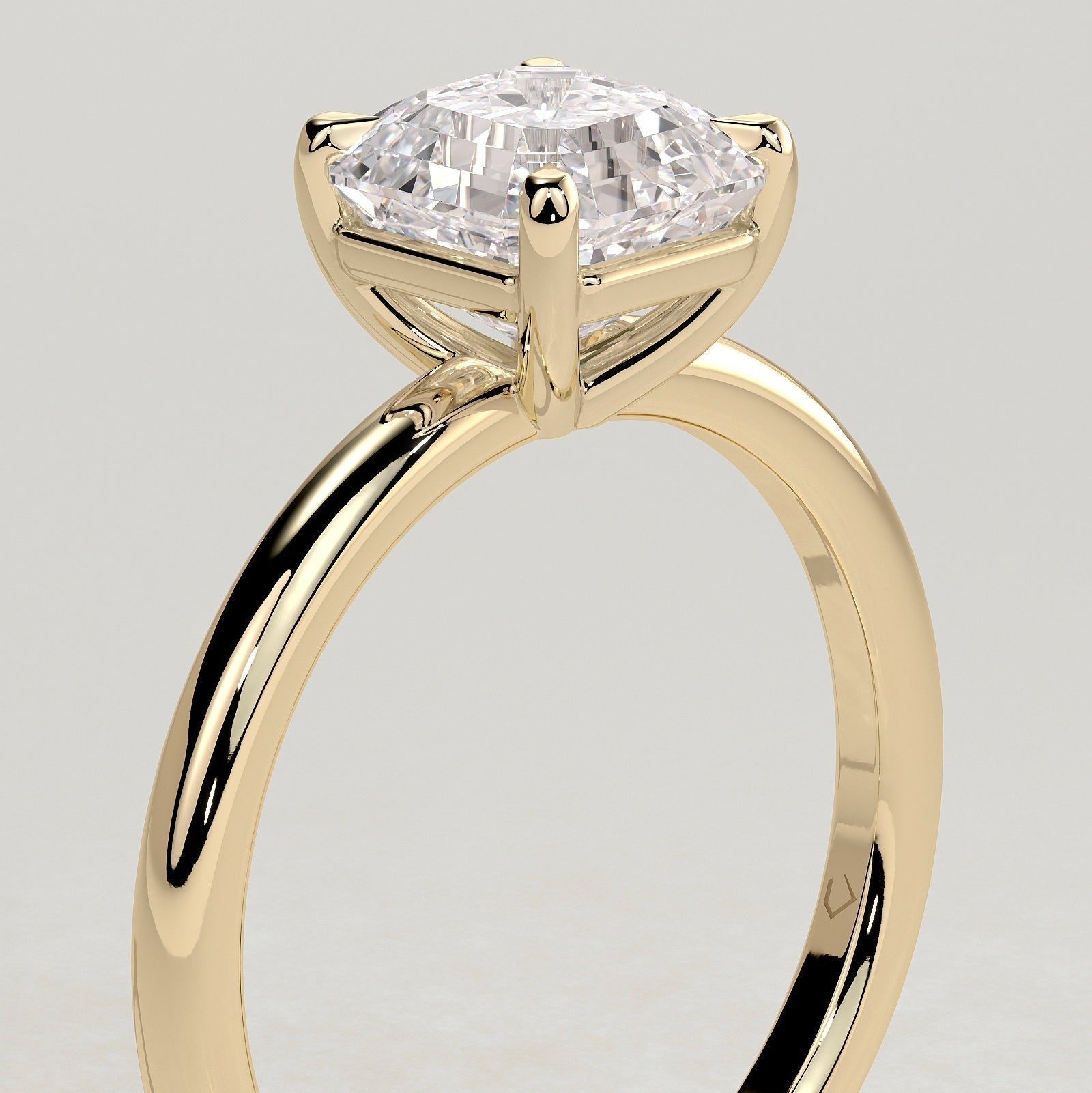 Asscher Solitaire Lab Grown Diamond Engagement Ring