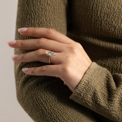 Marquise Hidden Halo Lab Grown Diamond Engagement Ring