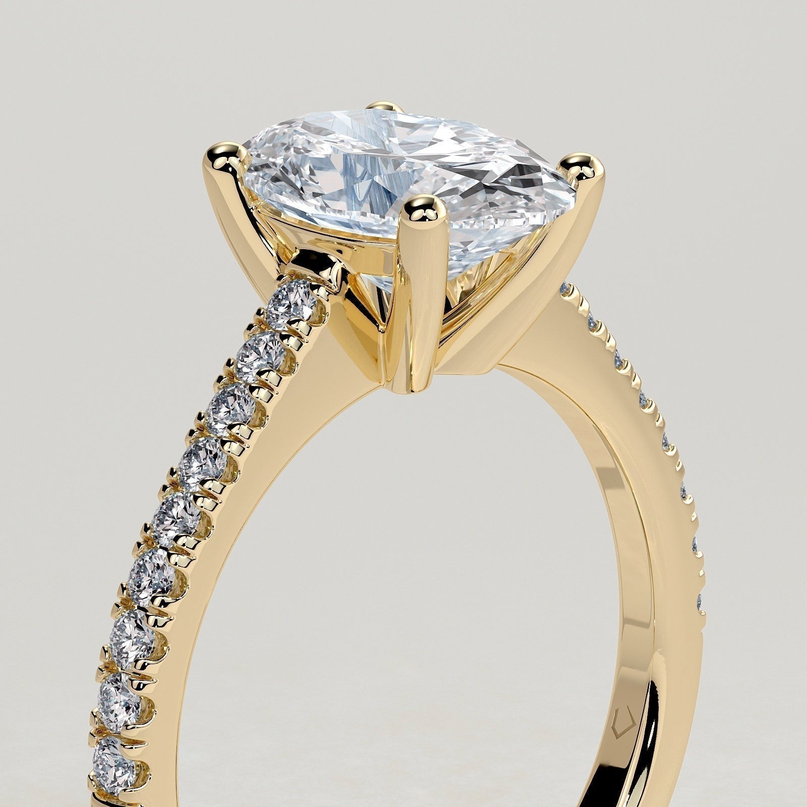 Oval Pave Lab Grown Diamond Engagement Ring
