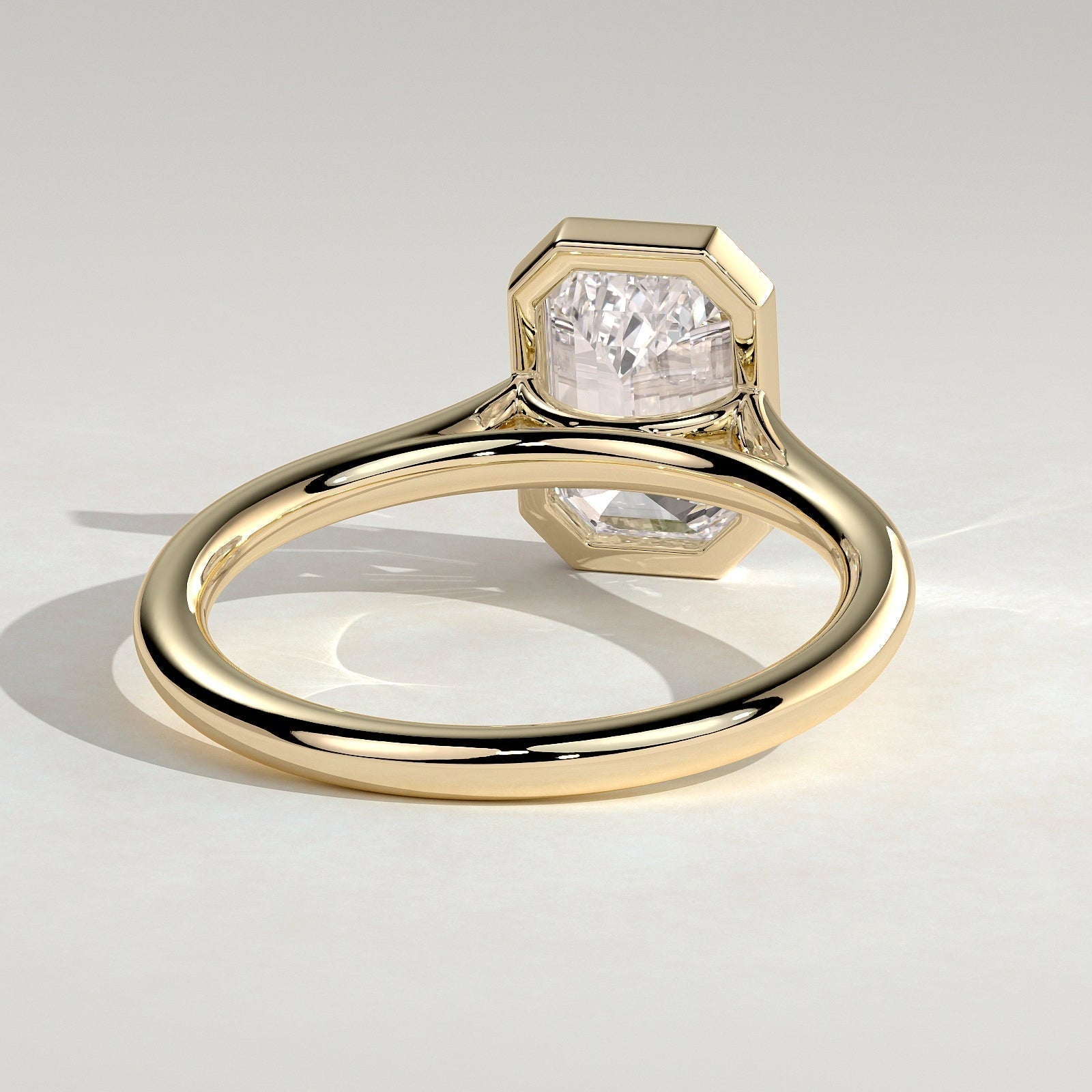 Emerald Bezel Solitaire Lab Grown Diamond Engagement Ring