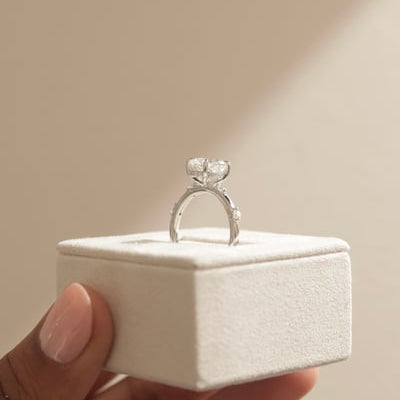 Oval Dainty Pave Lab Grown Diamond Engagement Ring