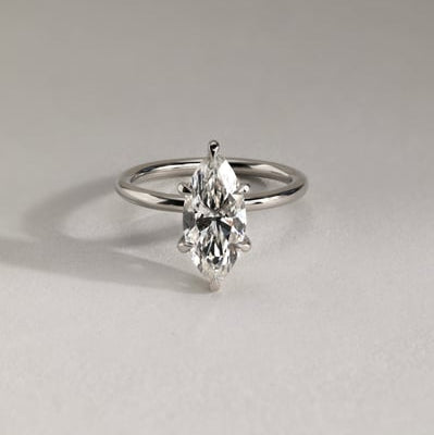 Marquise Hidden Halo Lab Grown Diamond Engagement Ring