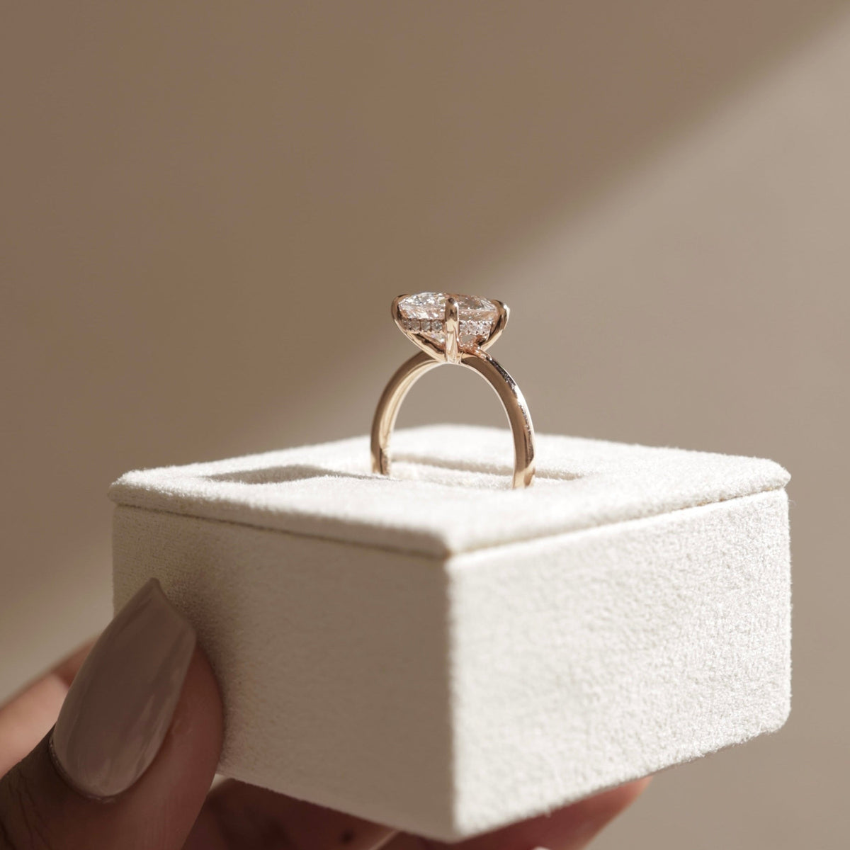 Pear Hidden Halo Lab Grown Diamond Engagement Ring