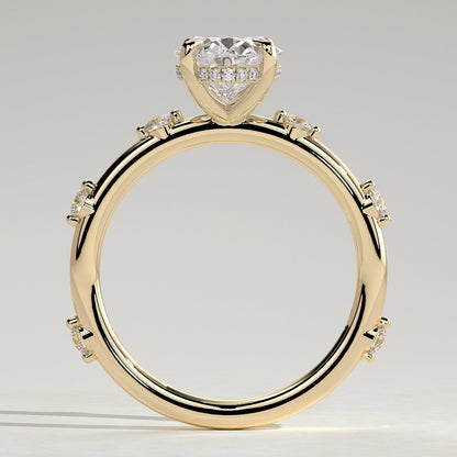 Oval Dainty Pave Lab Grown Diamond Engagement Ring