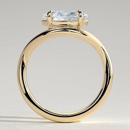 Oval Solitaire Wave Band Lab Grown Diamond Engagement Ring