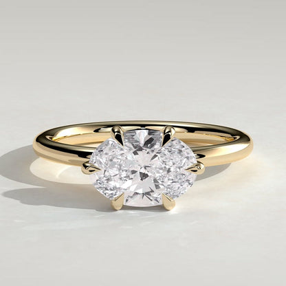 East West Oval Solitaire Lab Grown Diamond Engagement Ring