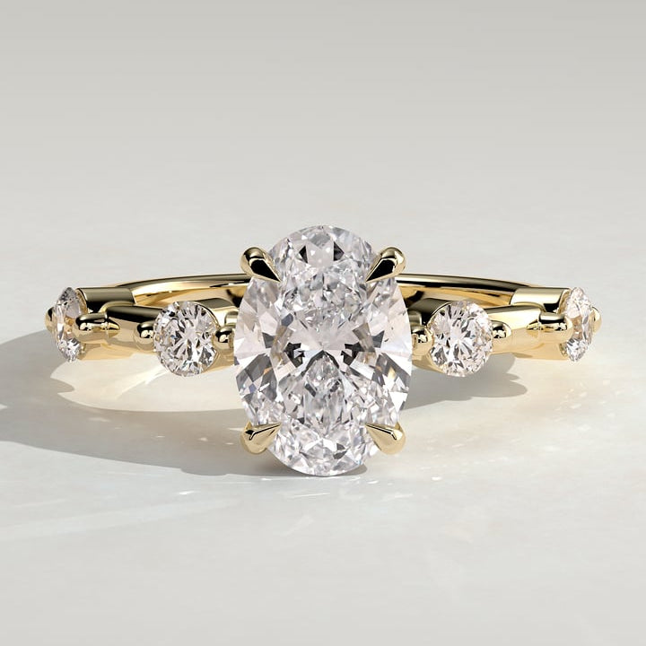 Oval Dainty Pave Lab Grown Diamond Engagement Ring
