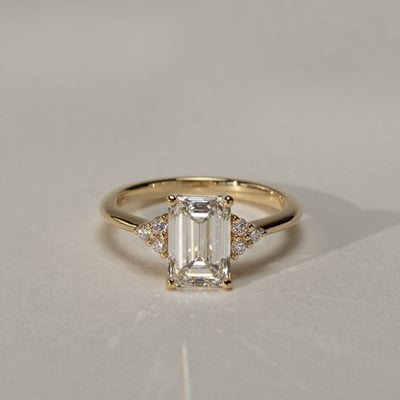 Emerald Cluster Lab Grown Diamond Engagement Ring