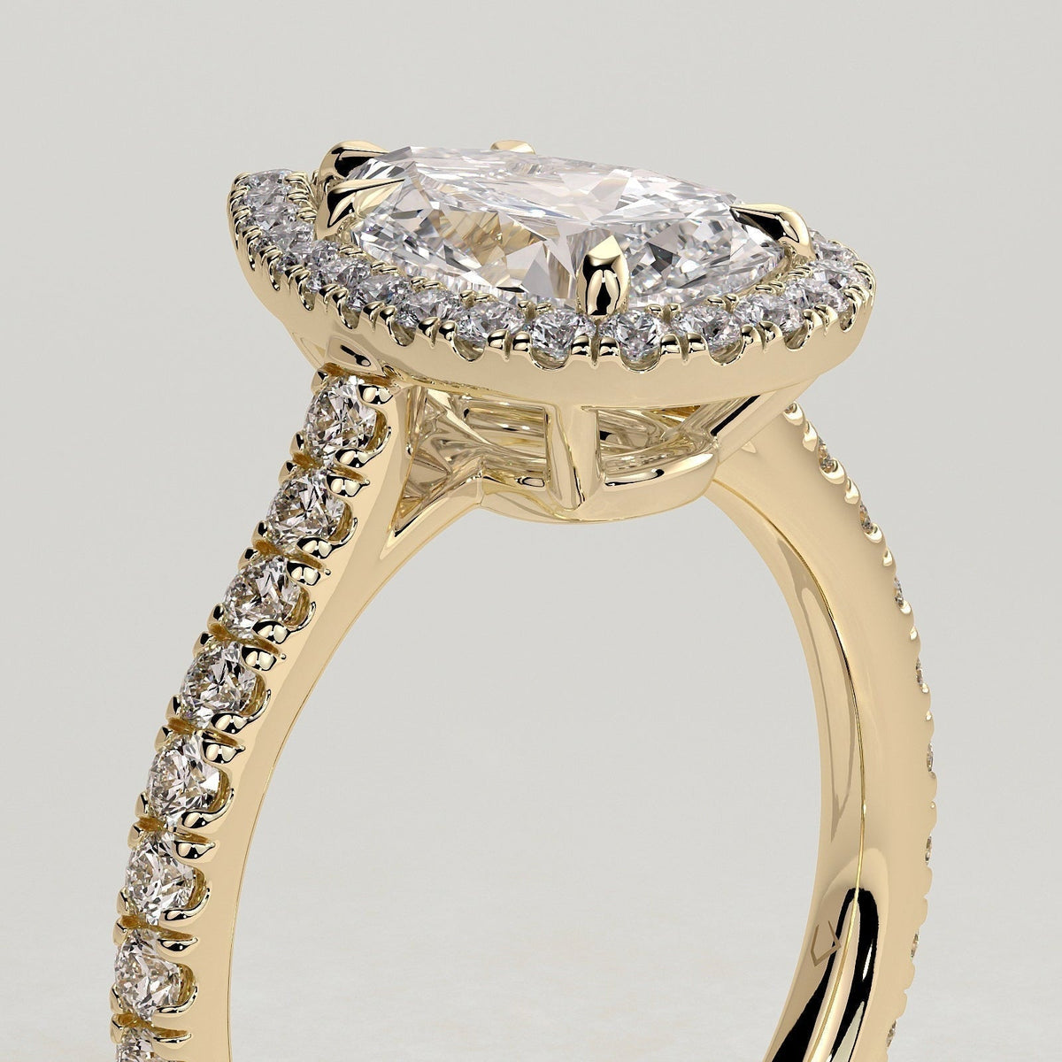 Pear Halo & Pave Lab Grown Diamond Engagement Ring