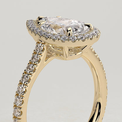 Pear Halo & Pave Lab Grown Diamond Engagement Ring