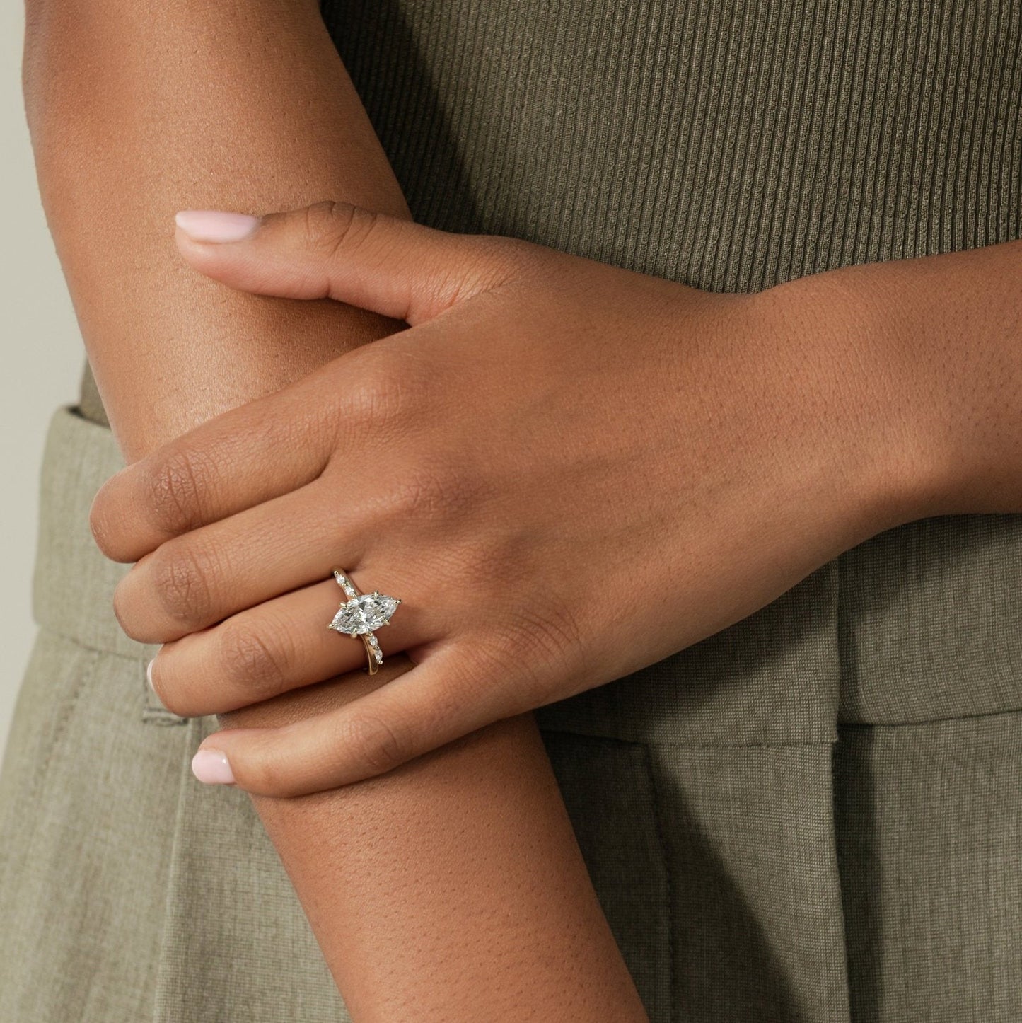 Marquise Pave Lab Grown Diamond Engagement Ring