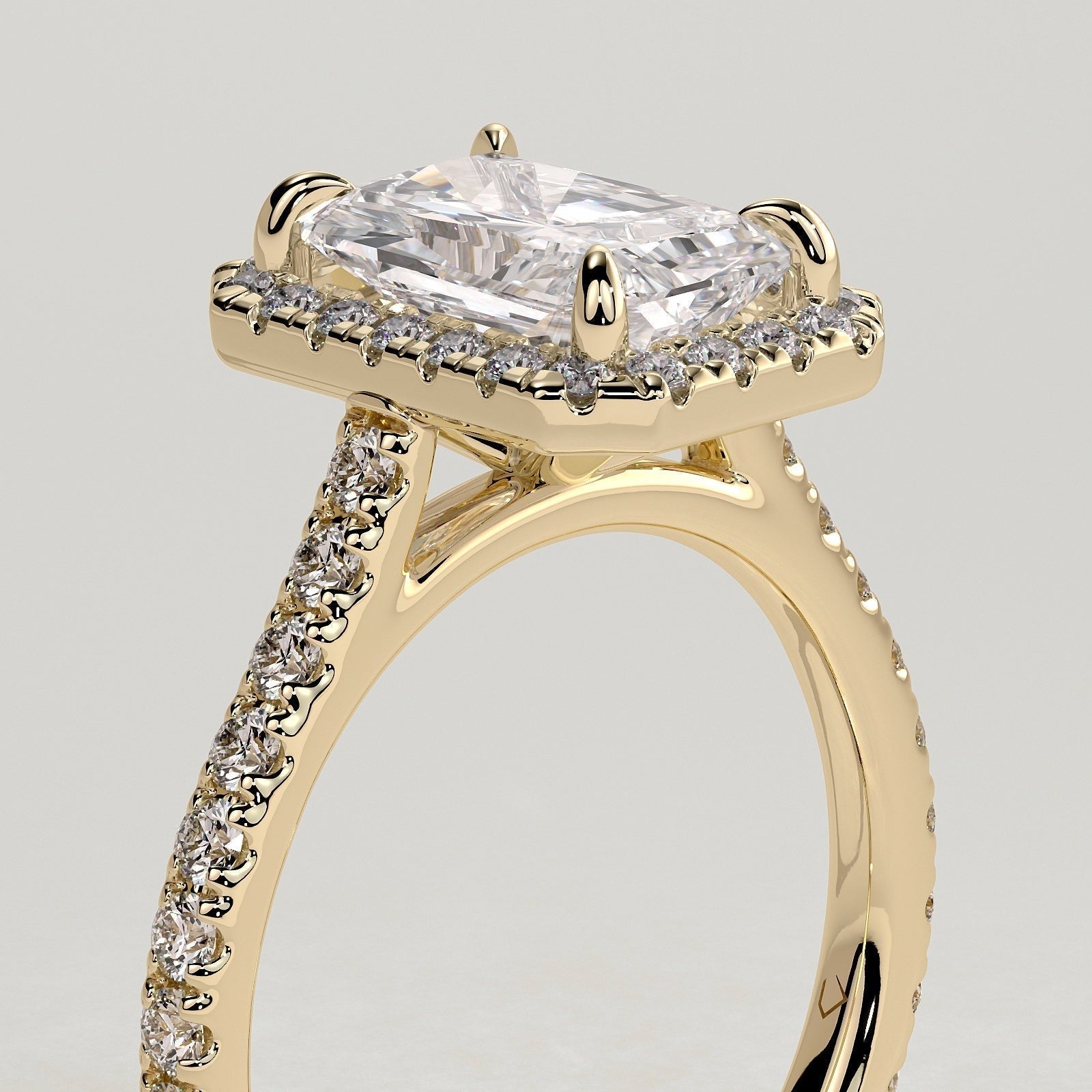 Radiant Halo & Pave Lab Grown Diamond Engagement Ring