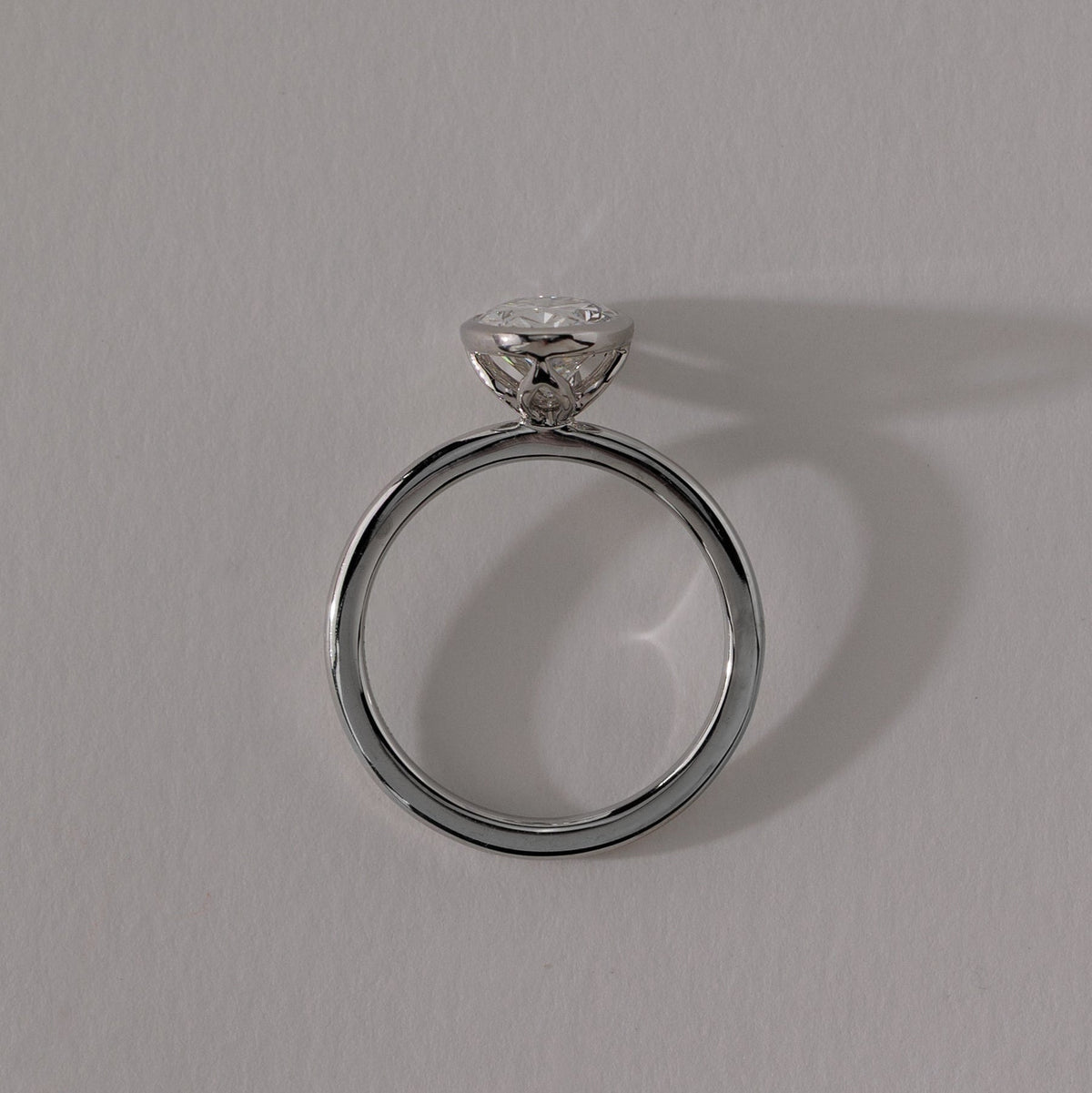 Oval Bezel Solitaire Lab Grown Diamond Engagement Ring