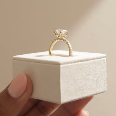 Elongated Cushion Pave Lab Grown Diamond Engagement Ring