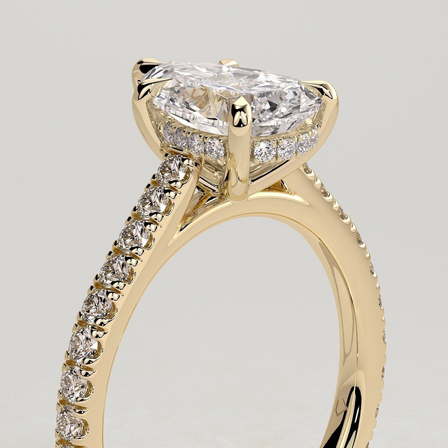 Pear Pave Lab Grown Diamond Engagement Ring