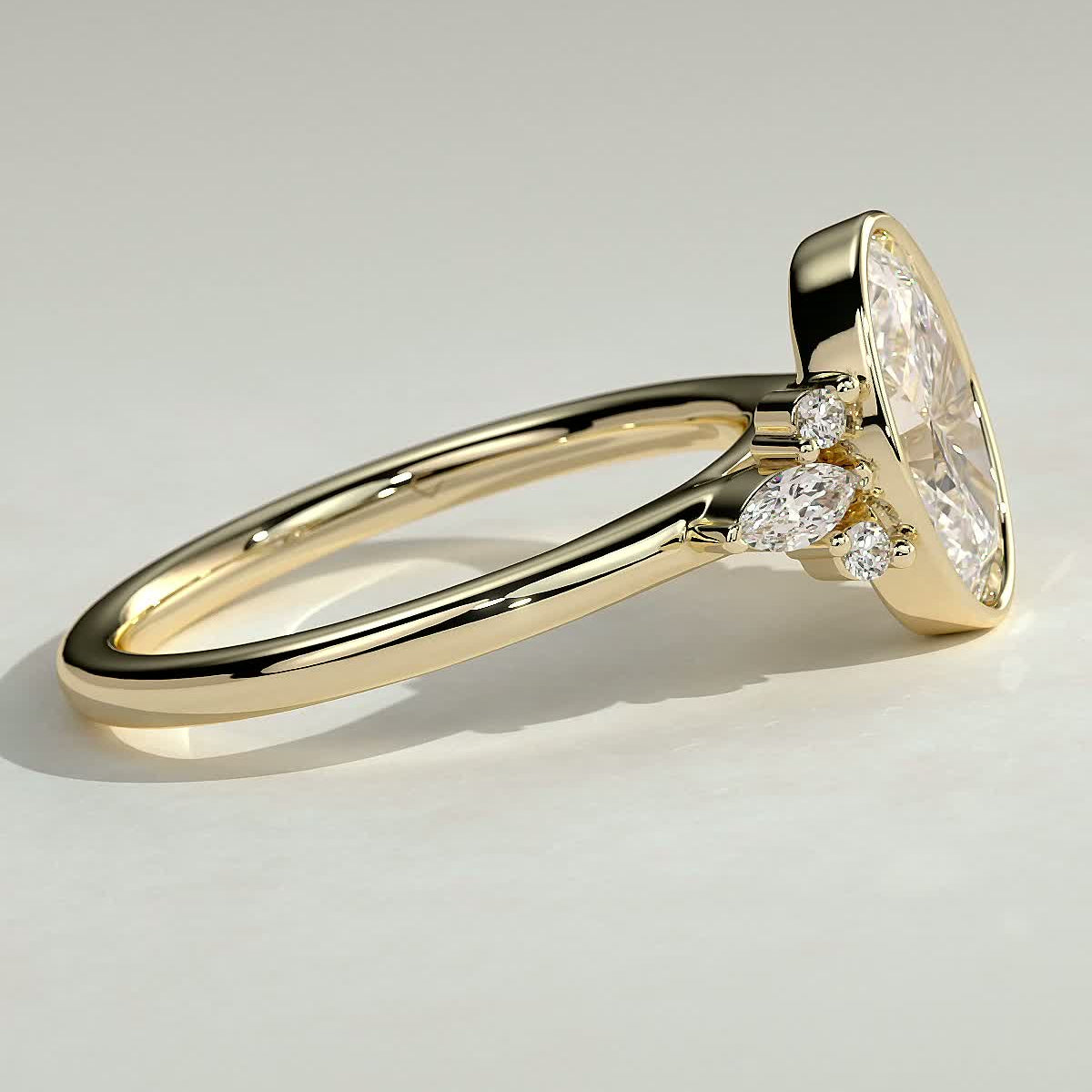 Oval Cluster Bezel Lab Grown Diamond Engagement Ring