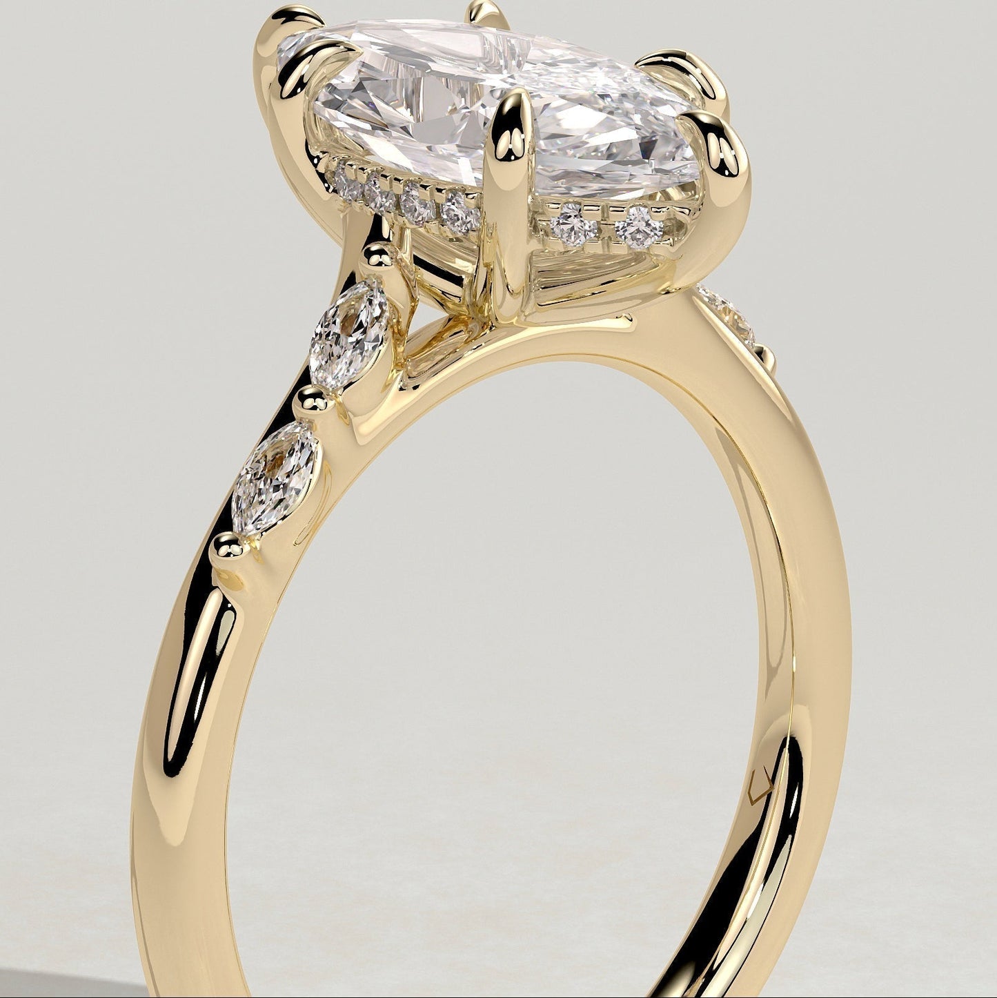 Marquise Pave Lab Grown Diamond Engagement Ring