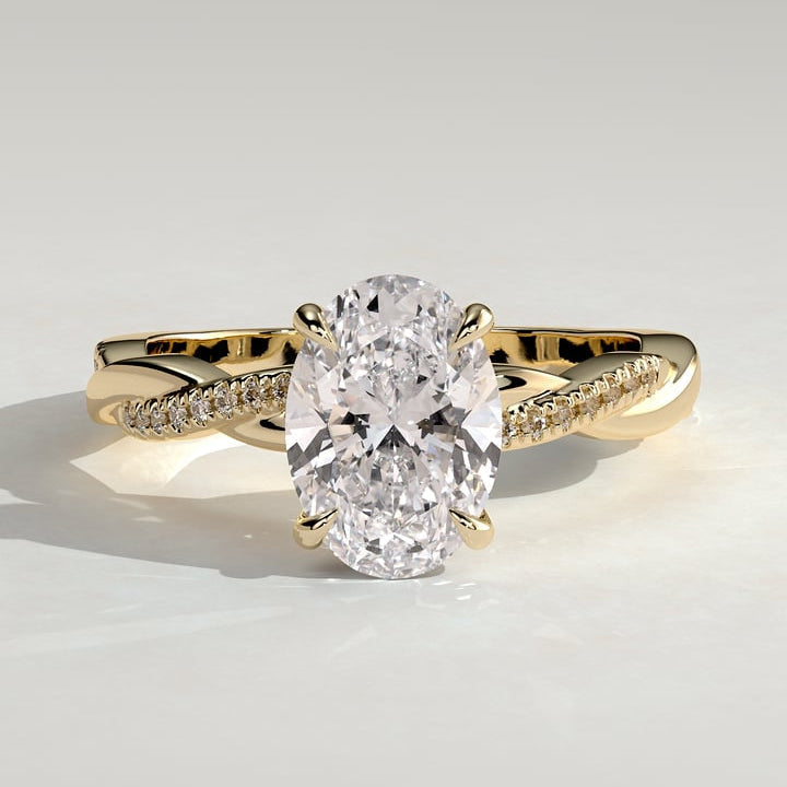 Oval Twisted Pave Lab Grown Diamond Engagement Ring