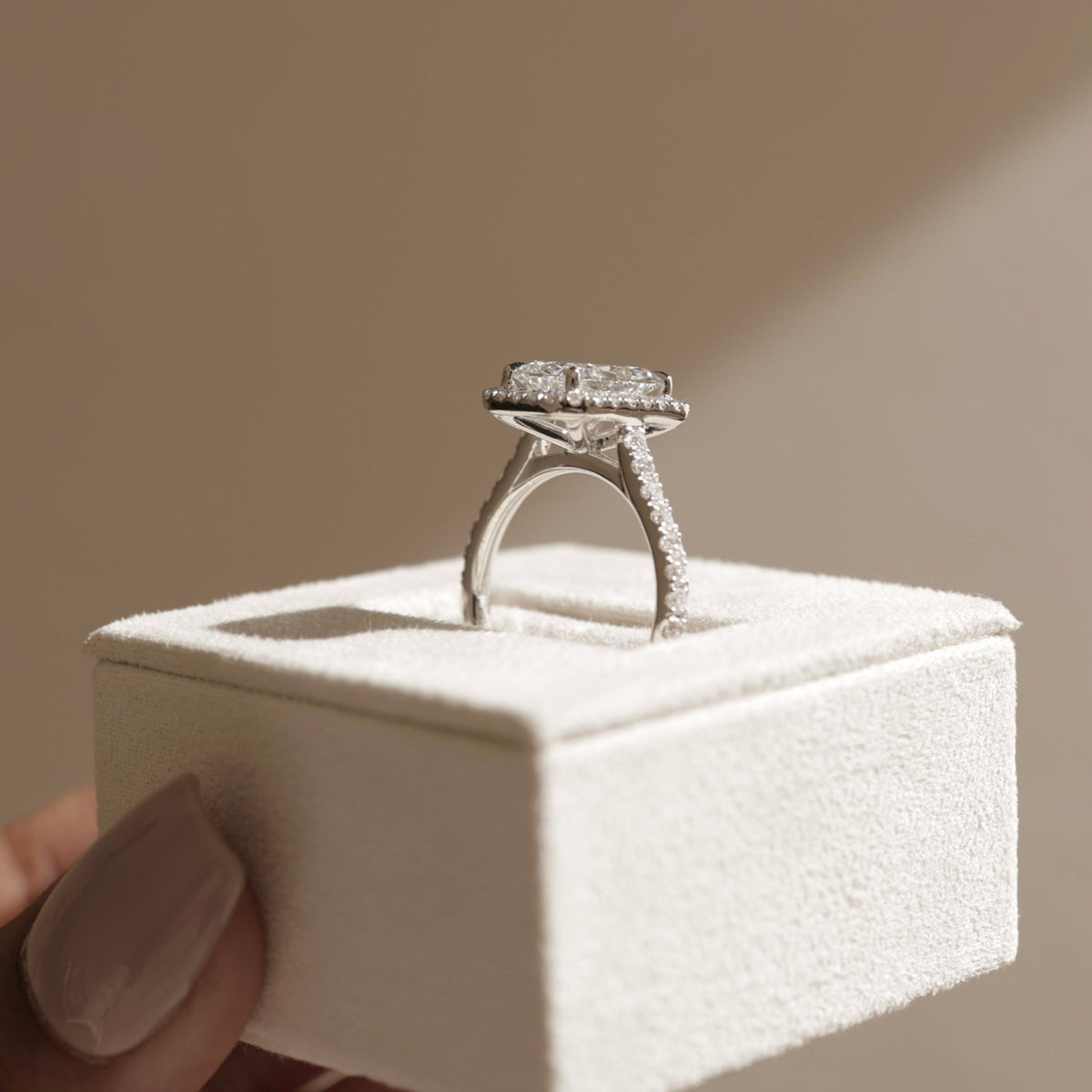 Radiant Halo & Pave Lab Grown Diamond Engagement Ring