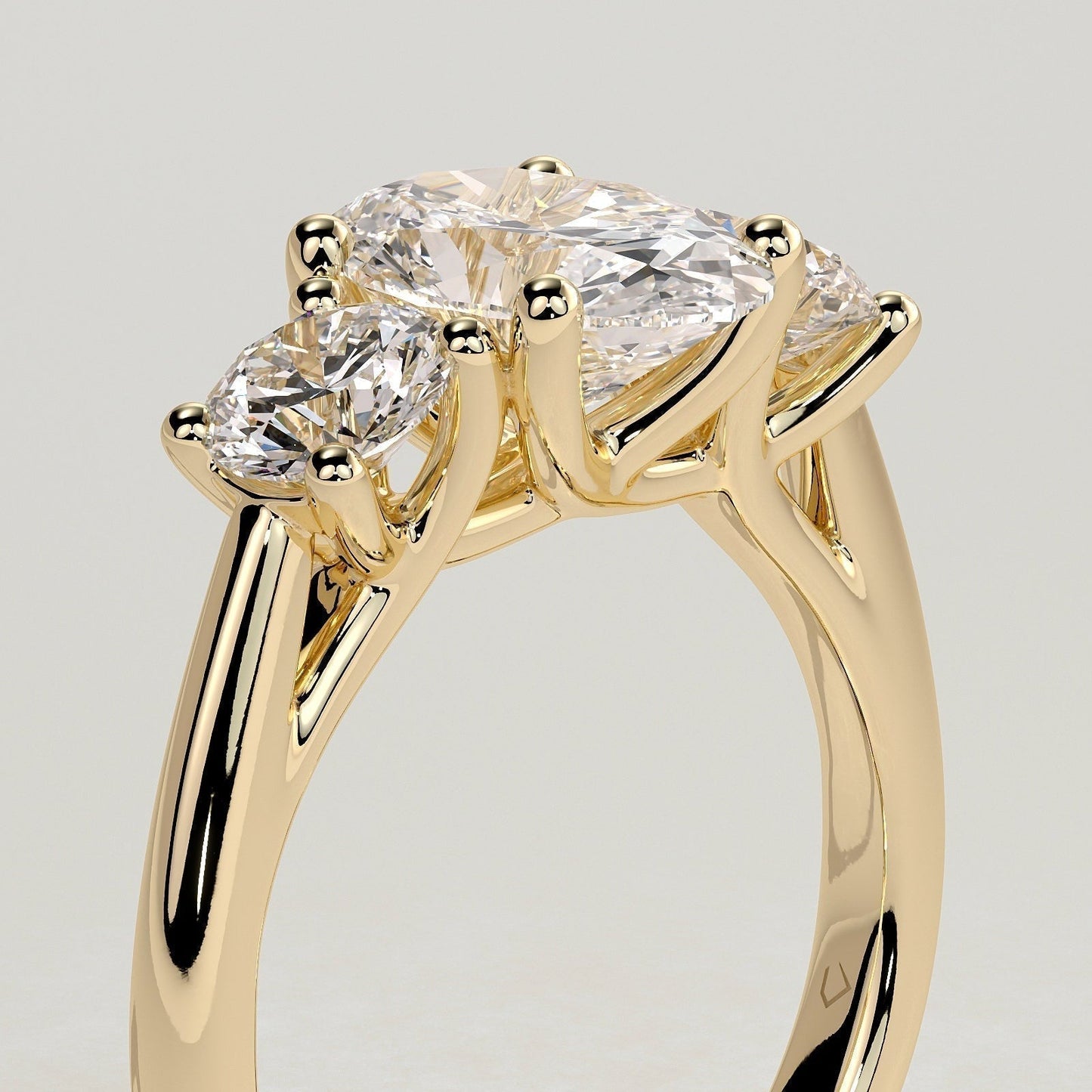 Oval Three Stone Lab Grown Diamond Engagement Ring