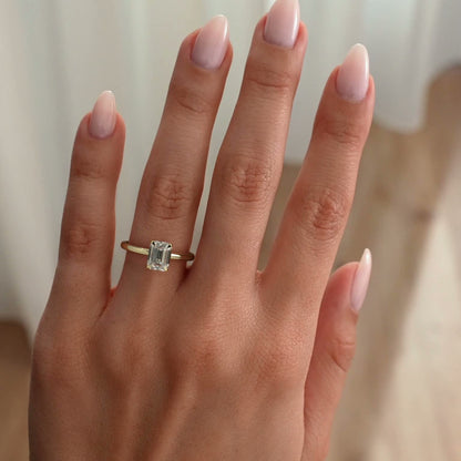 Emerald Hidden Halo Lab Grown Diamond Engagement Ring
