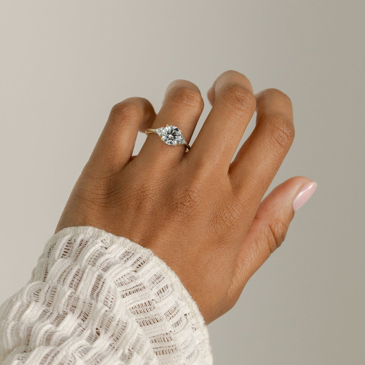 Round Cluster Lab Grown Diamond Engagement Ring