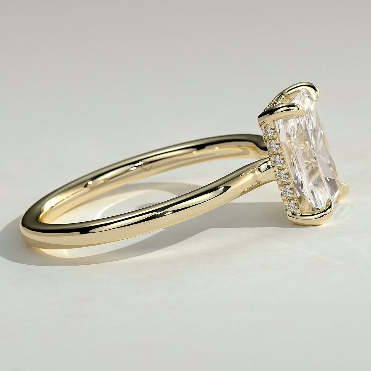 Radiant Hidden Halo Lab Grown Diamond Engagement Ring