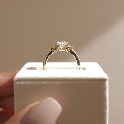 Oval Cluster Lab Grown Diamond Engagement Ring