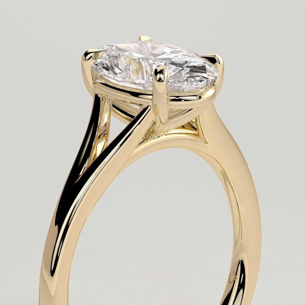 Oval Solitaire Split Shank Lab Grown Diamond Engagement Ring