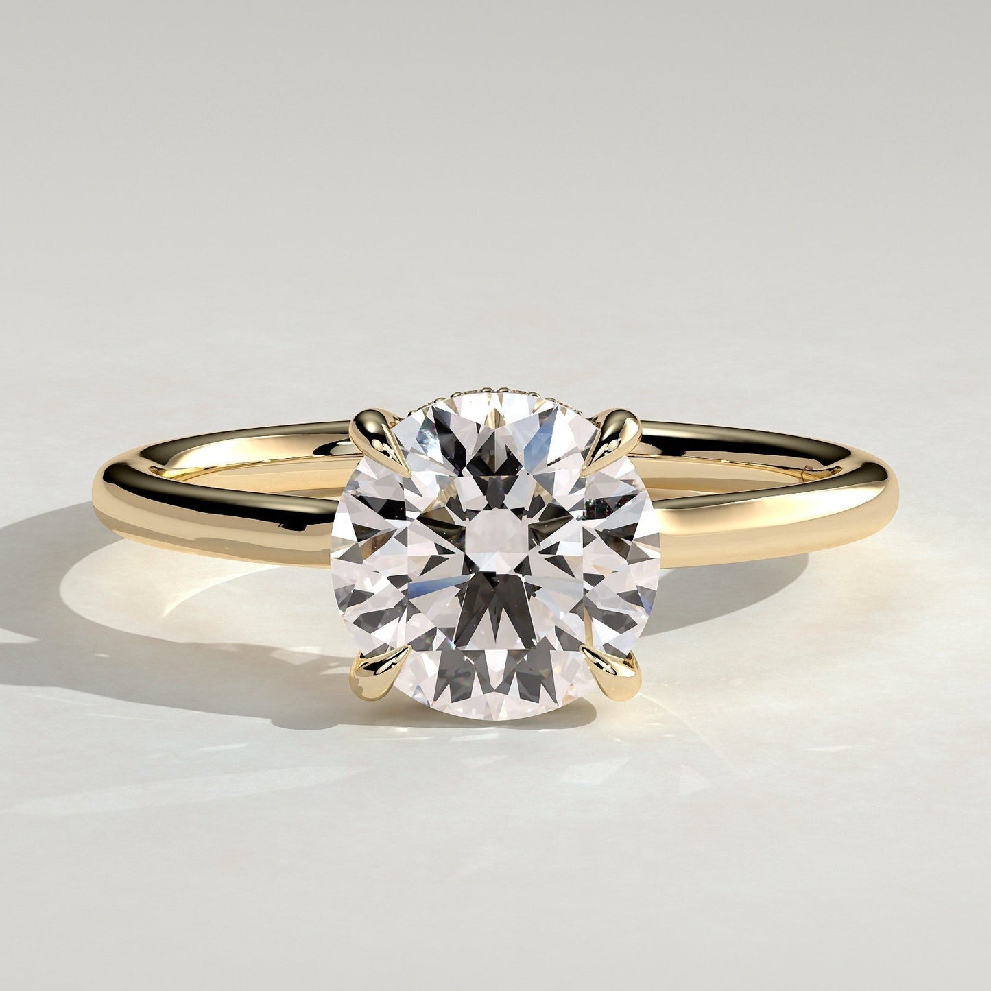 Round Hidden Halo Lab Grown Diamond Engagement Ring