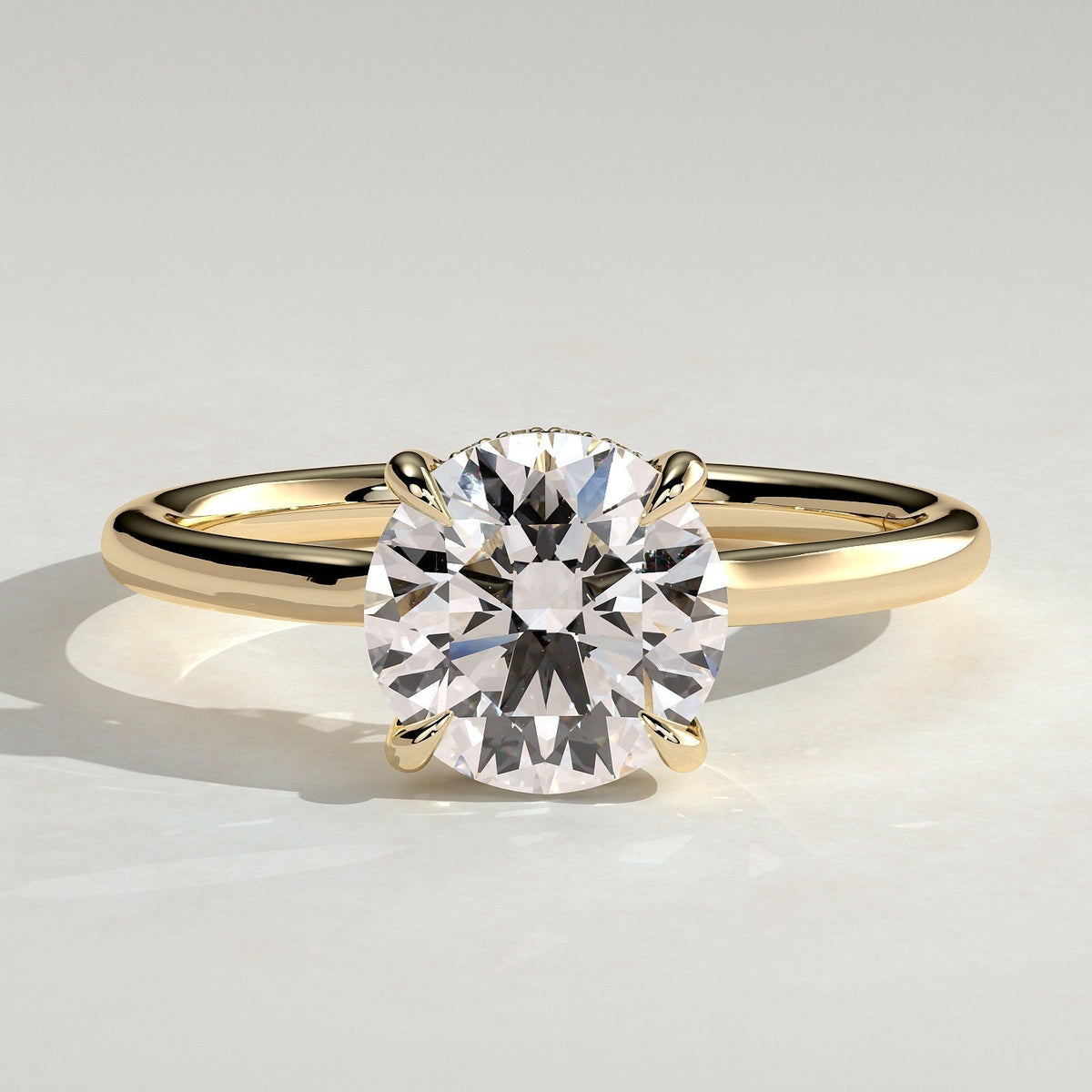 Round Hidden Halo Lab Grown Diamond Engagement Ring