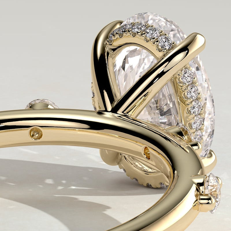 Oval Dainty Pave Lab Grown Diamond Engagement Ring
