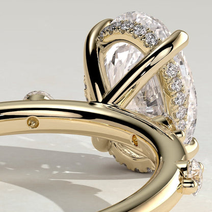 Oval Dainty Pave Lab Grown Diamond Engagement Ring